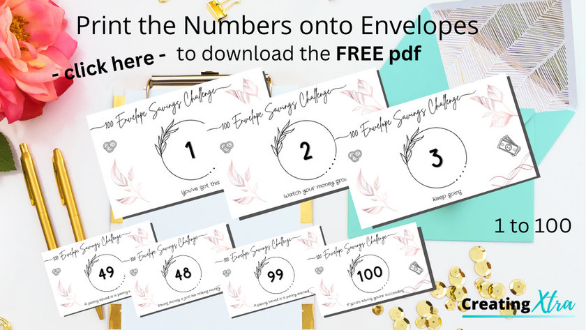 Print out the numbers onto 100 envelopes for the 100 Envelope Savings Challenge