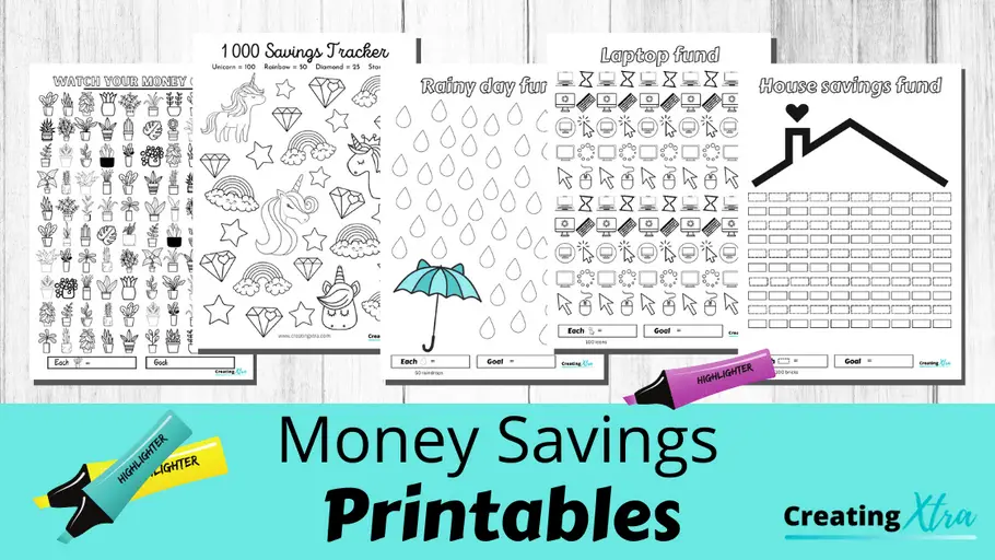 Money savings printable trackers