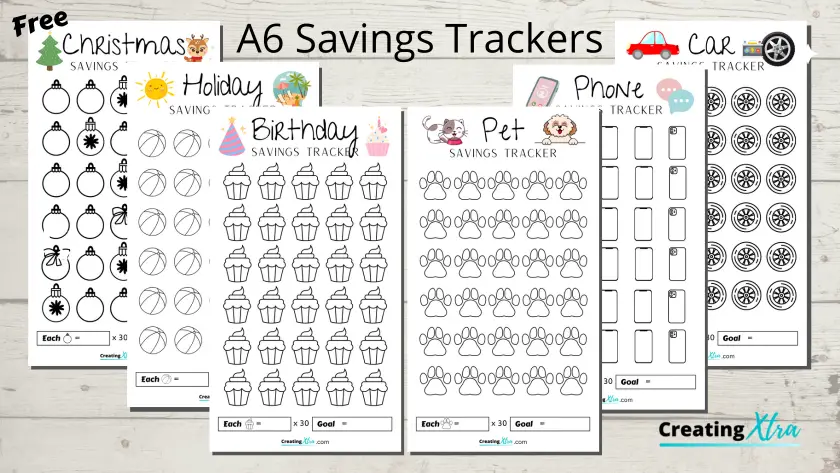 A6 Savings Trackers for your budget binder