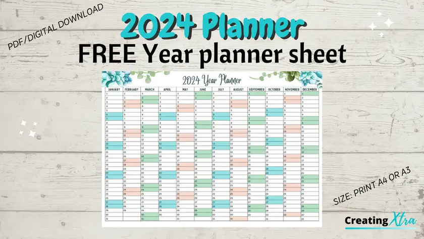Get a free 2024 year calendar planner