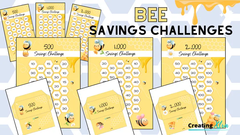 Bee Savings Challenges with cash envelopes